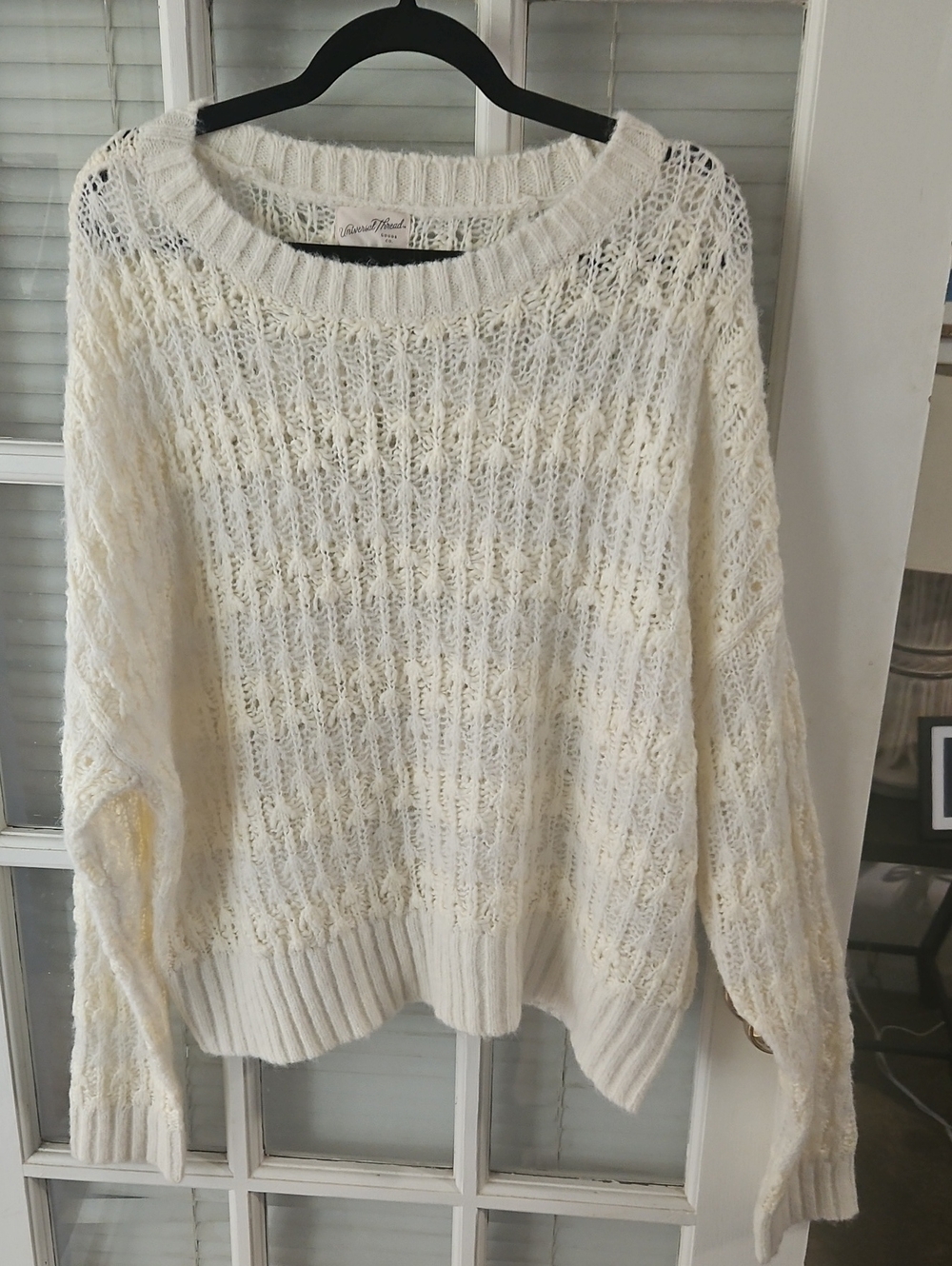 NWOT Universal Thread Cream Open-Knit Crewneck Sweater. Sz XL. Oversized